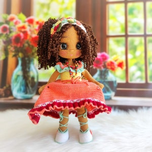 Amigurumi Dark Skin Doll, Crochet Black Doll, Amigurumi Doll for Sale, African & American Doll, Crochet doll Finished, Crochet doll for sale image 10
