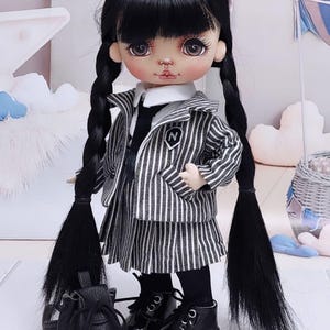 Handmade textile doll, Wednesday handmade doll, Rag doll, Art collectible doll. Interior doll,Personal gift,Gift for girl,Wednesday doll