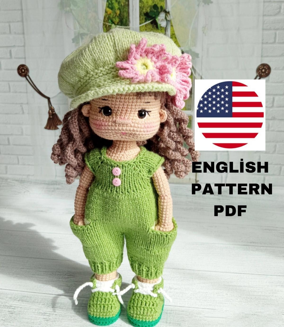 Crochet doll pattern, Amigurumi Doll pattern,PDF pattern doll,english doll pattern