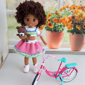 Amigurumi Dark Skin Doll, Crochet Black Doll, Amigurumi Doll for Sale, Amigurumi doll Finished, Amigurumi black doll,afrikan dolls