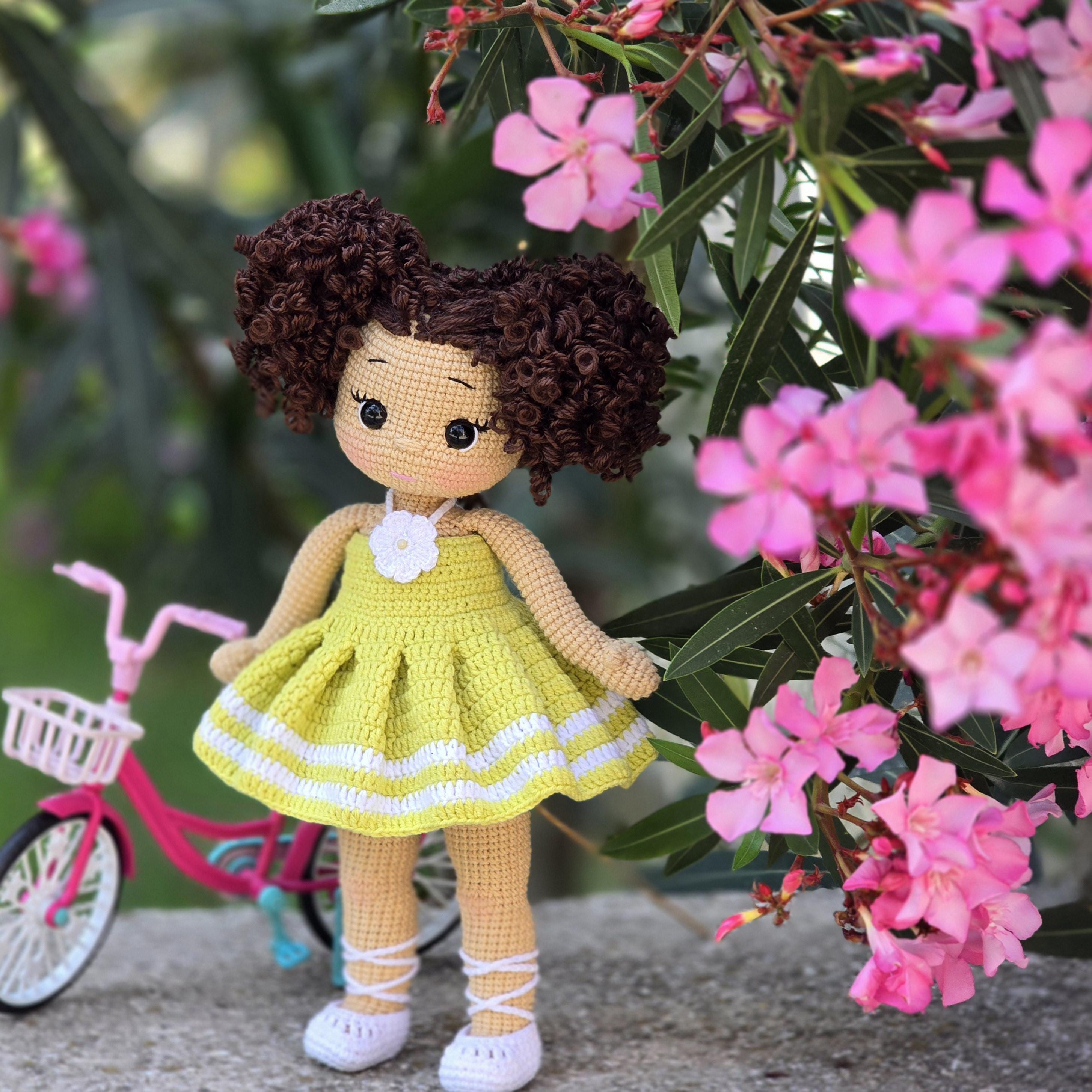Crochet doll, Crochet doll for sale, knitted doll with clothes, knitted doll with outfits, amigurumi doll, handmade doll, curly doll