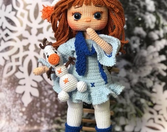 Crochet Doll, Amigurumi Dolls For Sale, Stuffed Doll, Handmade Doll, Amigurumi Doll Finished,knitted curly doll,Waldorf inspired doll