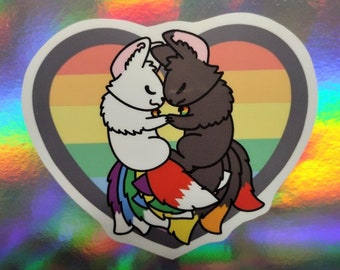 Pride Fox Heart Zing y Zang pegatina impermeable o imán
