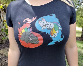 Camiseta de corte de mujer Pride Fox Red and Blue Zing and Zang