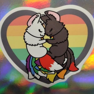 Pride Fox Heart Zing e Zang Adesivo impermeabile o magnete