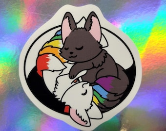 Pride Fox Zing y Zang Ying y Yang Pegatina impermeable o imán