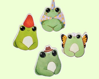 Frog Stickers - Cottagecore Fairycore Fairy Cowboy Wizard Strawberry Frog