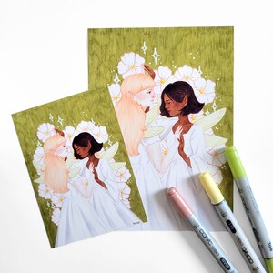 Fairies - kasiamakesthings - Art Print - A6 - A5 - Fairy - Cottagecore - Fairycore - Fantasy - LGBTQ+ Pride