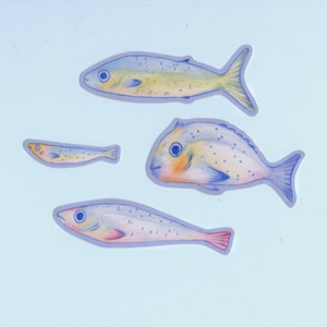 Handmade Fish Stickers: Marine Art, Ocean Theme