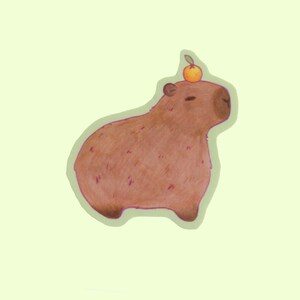 Kleiner Capybara Aufkleber - kasiamakesthings - handgemachtes Briefpapier - Capybaras - Süß - Cottagecore - Wasserfest - Süßes Tier