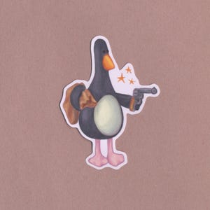 Sticker gekke pinguïn - kasiamakesthings - handgemaakt briefpapier - grappige kunst - waterbestendig - schattige dieren - veren McGraw