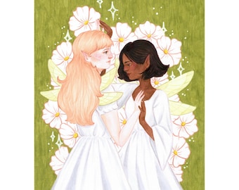 Fairies Art Print- Cottagecore Fairycore LGBTQ+ Pride