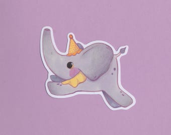 Little Elephant Sticker - Water Resistant Party Animal Art