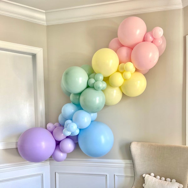 Pastel Rainbow Birthday DIY Balloon Garland Kit | Soft Pastels | Baby Shower | First Birthday |