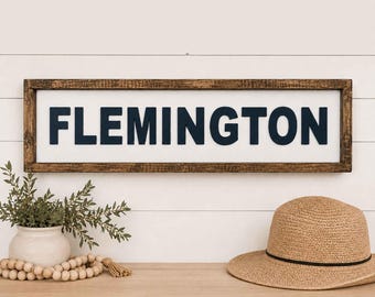 Custom Name Wood Sign: Personalized City State Decor (24”x6”), New Home, Anniversary Gift