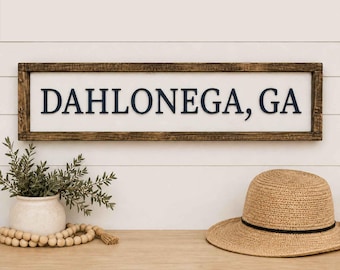 Custom City State Wood Sign - Personalized Name  Art (24”x6”)
