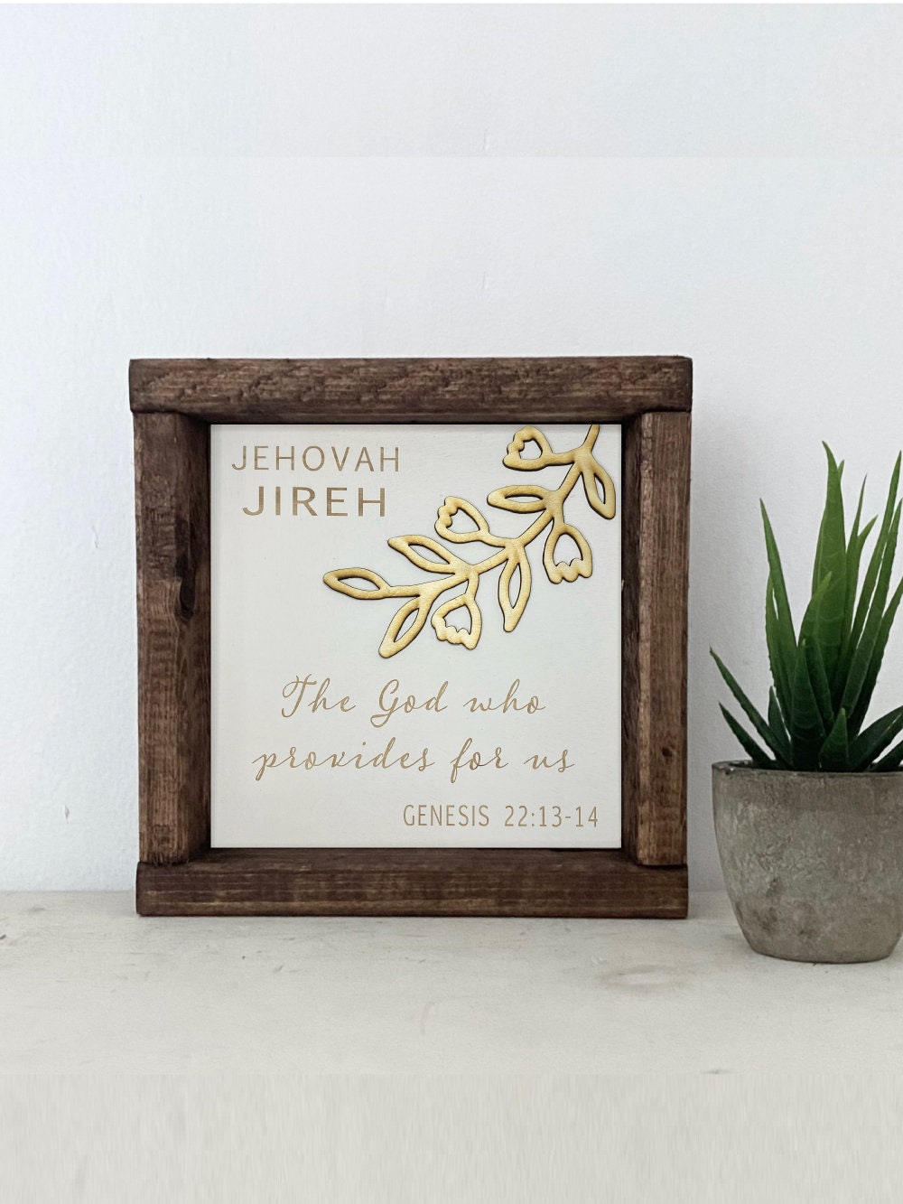 Scripture Framed Wall Art - Jehovah Jireh - Simple Home Decor - Names of God - God who provides - Housewarming Gift - Small Sign - Handmade