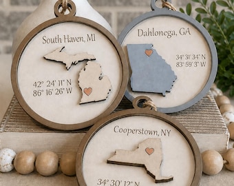 Personalized City State Map Ornament: Custom Keepsake Gift