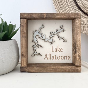 Personalized Wood Lake Sign - Small Lake Sign - Custom Lake Map - 3D Lake Map - Custom Lake House Sign -Lake Outline Cutout -Lakehouse Sign