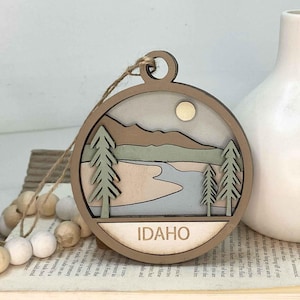 Idaho State Gift Tag - State Ornament - Wood Keepsake Ornament - 3D Scenic Christmas Ornament - Laser Engraved Ornament - Home Ornament