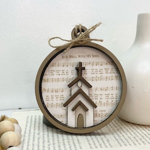 It Is Well Ornament: Laser Engraved Hymn Lyric Wood Keepsake