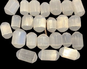 Selenite Tumble Stone, Hand Polished Selenite Tumble, Selenite Loose Tumbled, Healing Stone Reiki Tumbles, Crystal Craft kits for Jewelry