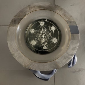 engraved Orthoceras plate 4 inch Etched Plate with Metatron Magical and Mystical Decor Gift