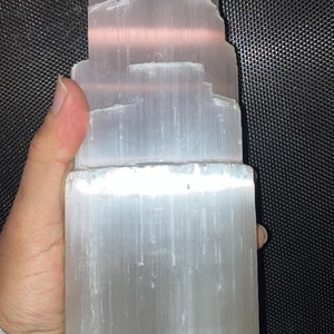 Selenite Tower Lamp | Premium Moroccan Selenite Crystals | Home decor light lamp |Selenite Skyscraper Lamp 9~10 inch / Large 25 cm Tall Gift