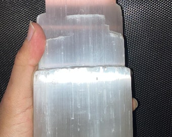Selenite Tower Lamp | Premium Moroccan Selenite Crystals | Home decor light lamp |Selenite Skyscraper Lamp 9~10 inch / Large 25 cm Tall Gift