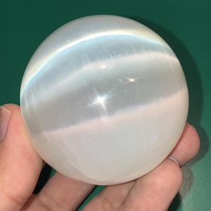 Selenite Crystal Sphere + Stand - Polished Selenite Crystal Healing - Magical Home Decor -/w Selenite Display Stand - Healing Crystal Sphere
