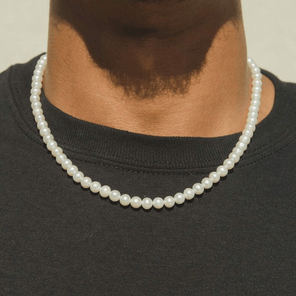 Men Jewelry Pearl Necklace For Men White Pearl Choker Necklace Pearl 