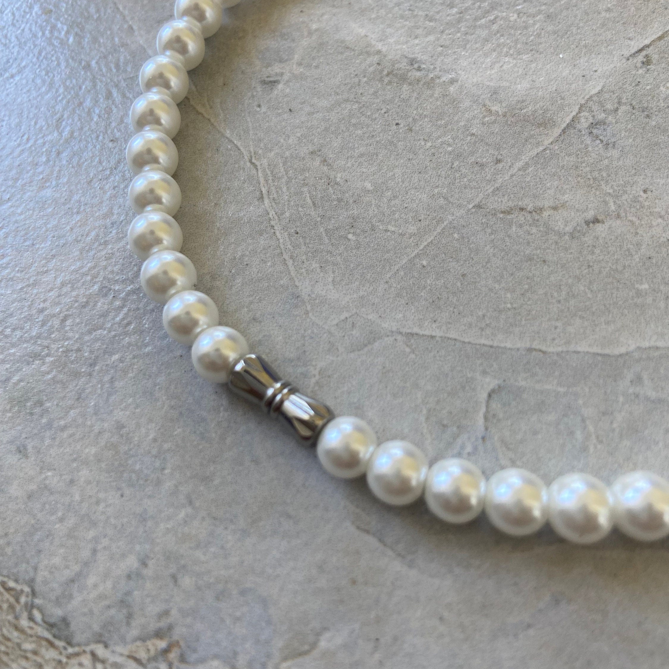 Pearl Necklace for Men Mens Pearl Necklace Chain 6mm Pearl - Etsy