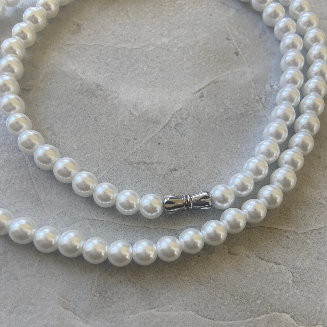 Pearl Necklace for Men Mens Pearl Necklace Chain 6mm Pearl Etsy
