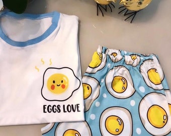 Pyjama Set Shorts Eggs Lover Cute