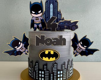 Personalized Bat Man superhero Cake Topper: Superhero Birthday Party Decoration