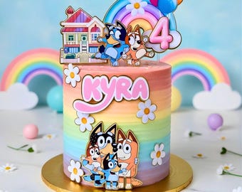 Blue Dog Family Birthday Cake Topper | Personalized cake decor Handmade Paper Decoration