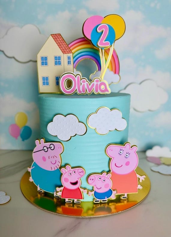Personalized Pink Pig Birthday Cake Topper – Custom Name Party Decoration