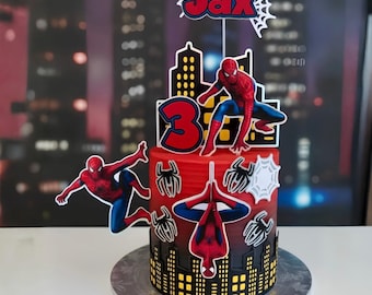 Personalized Cake Topper: Superhero Spider Birthday Party Decoration