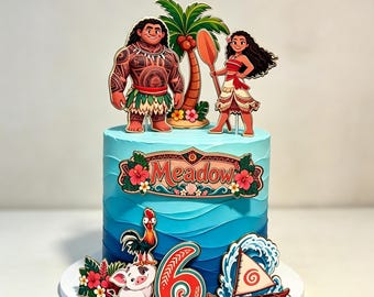 Ensemble de décorations personnalisées pour gâteau Princesse des îles, décoration d'anniversaire tropicale avec nom et âge