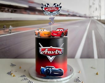 Adorno para tarta de Cars de Rayo McQueen: Decoración personalizada para fiesta de cumpleaños de Cars