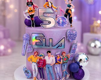 Ensemble de décorations pour gâteaux Kpop Hunters Boys personnalisées – Déco de fête d'anniversaire