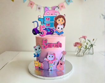 Personalized Gab's Dollhouse Cake Topper Charms - Birthday Party Decor