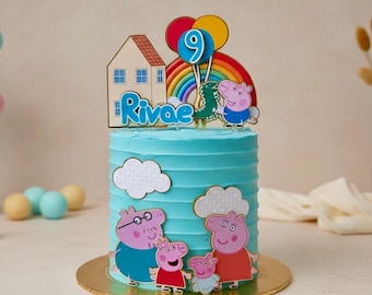 Personalized Pink Pig Birthday Cake Topper – Custom Name Party Decoration
