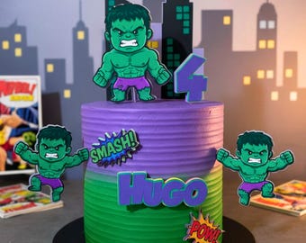 Personalized Hulk Cake Topper: Superhero Birthday Party Decoration