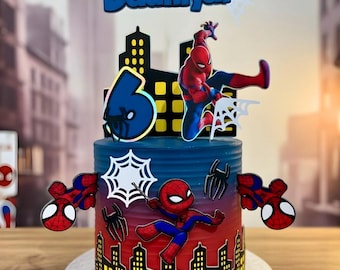 Personalized Spider-Man Cake Topper: Superhero Birthday Party Decoration