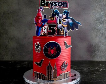 Spider-Man & Batman Cake Topper Personalized