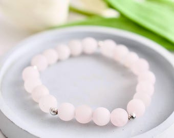 Blush Stapelarmband - Rosa Armband - Stapelarmband - Rosenkvarts - Rosenkvarts Stapelarmband - Pärlarmband - Rosa Pärlor
