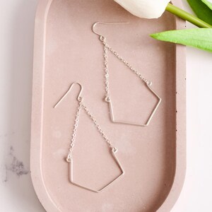 Silver Chain Dangles - Geometric Chain Dangle Earrings - Dangle Earrings - Silver Earrings - Geometric Earrings - Sterling Silver Earrings