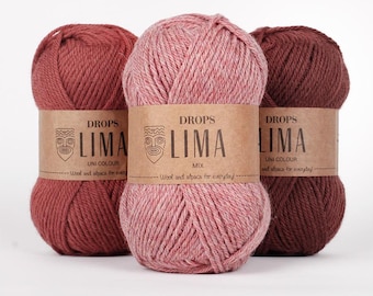 DROPS Lima Yarn - Soft and Durable 65 Wool, 35 Alpaca Blend, Perfect for Knitting Cozy Sweaters, Hats, and Scarves - 50g/100m Skein