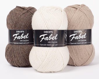 DROPS Fabel Sock Yarn – Superwash Wool Blend, Machine Washable (50g/205m)